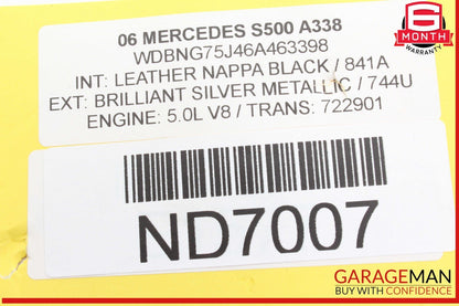 03-06 Mercedes W220 S500 S430 CL500 S55 AMG Steering Wheel Air Bag Airbag Black