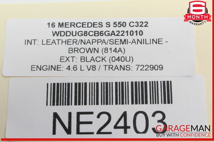 14-17 Mercedes W222 S550 Rear Trunk Fuse Relay Junction Box 2225402750 OEM