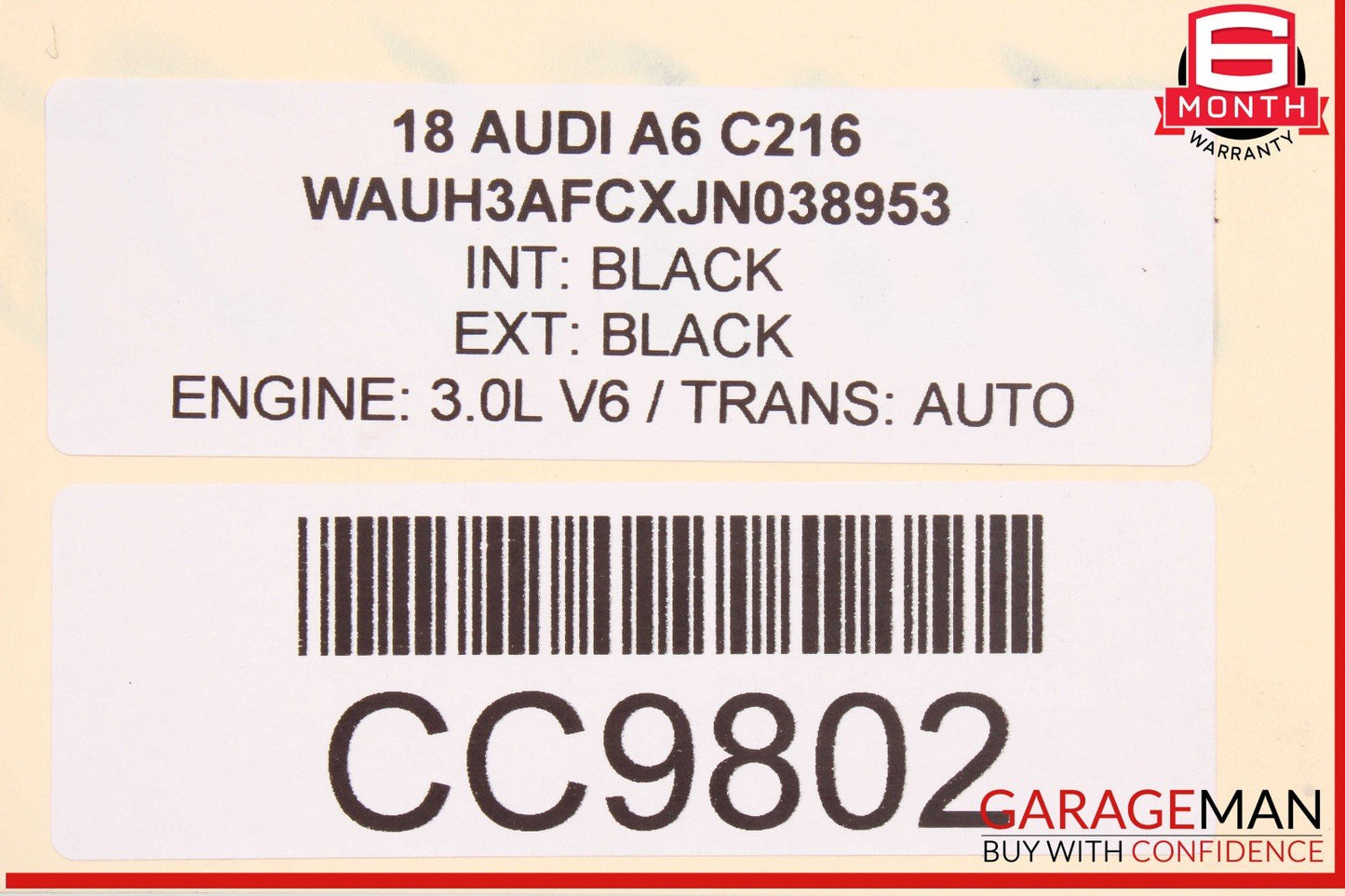 16-18 Audi A6 3.0L Automatic Transmission Assembly OEM