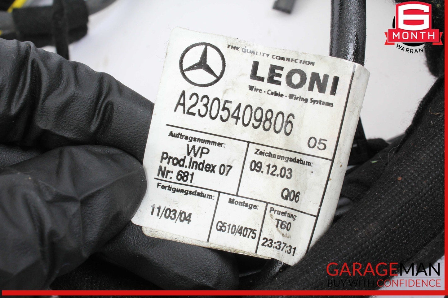 03-08 Mercedes R230 SL500 Frame Floor Wiring Wire Cable Harness 2305409806 OEM