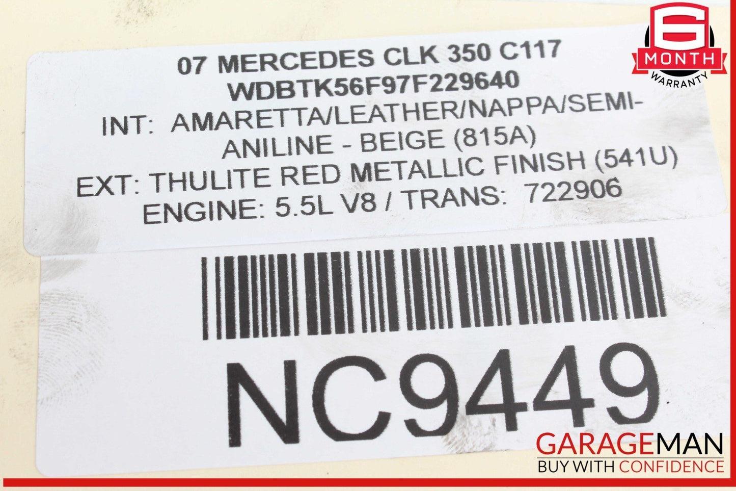 05-13 Mercedes W209 CLK350 C300 Engine Cylinder Head Cover Right Side OEM