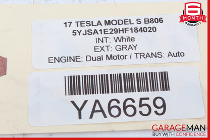 16-20 Tesla Model S Front Left Driver Side Underhood Apron Trim Cover OEM
