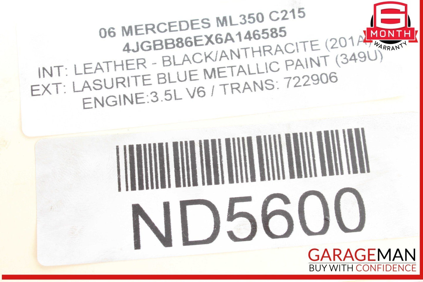 06-13 Mercedes W164 ML350 Right Side Engine Motor Cylinder Head Valve Cover OEM