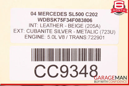 03-08 Mercedes R230 SL500 SL550 Front Hood Bonnet Vent Cover Assembly OEM