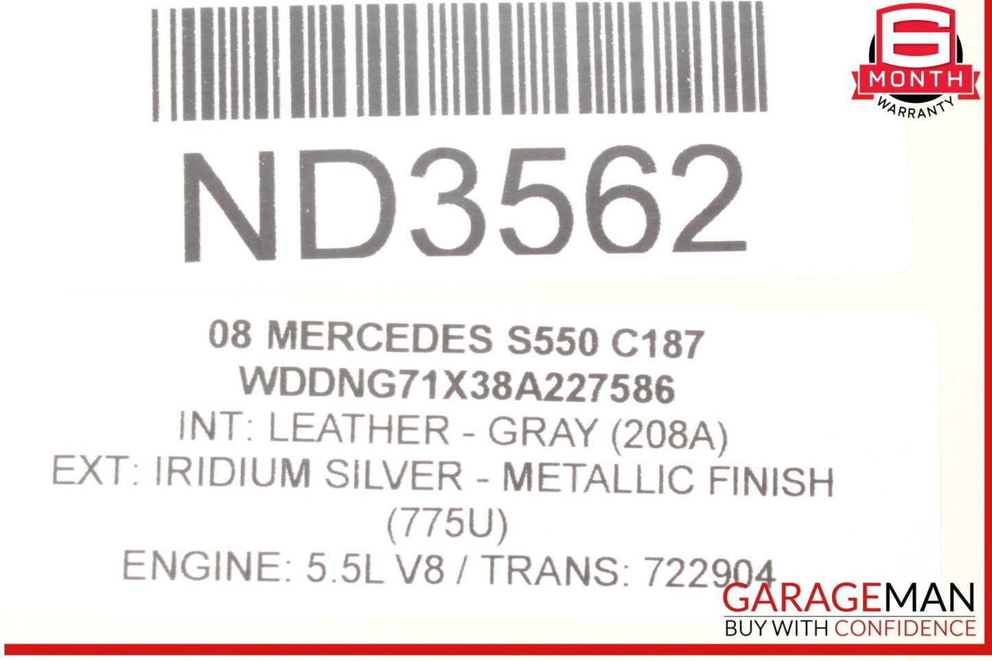07-09 Mercedes W221 S550 S600 Rear Left Driver Side Tail Light Lamp OEM