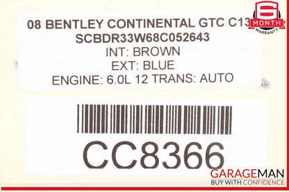 03-12 Bentley Continental GTC Front Windshield Cowl Vent Molding Trim OEM