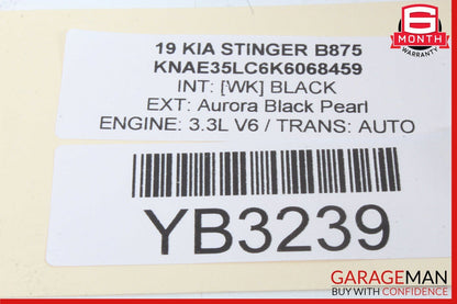 18-23 KIA STINGER REAR RIGHT DRIVER UPPER SEAT BOLSTER ASSY OEM