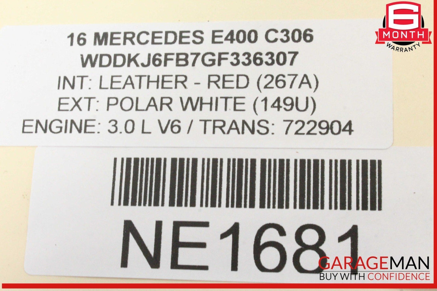10-16 Mercedes W212 E400 Rear Right Door Window Regulator Frame w/o Motor OEM