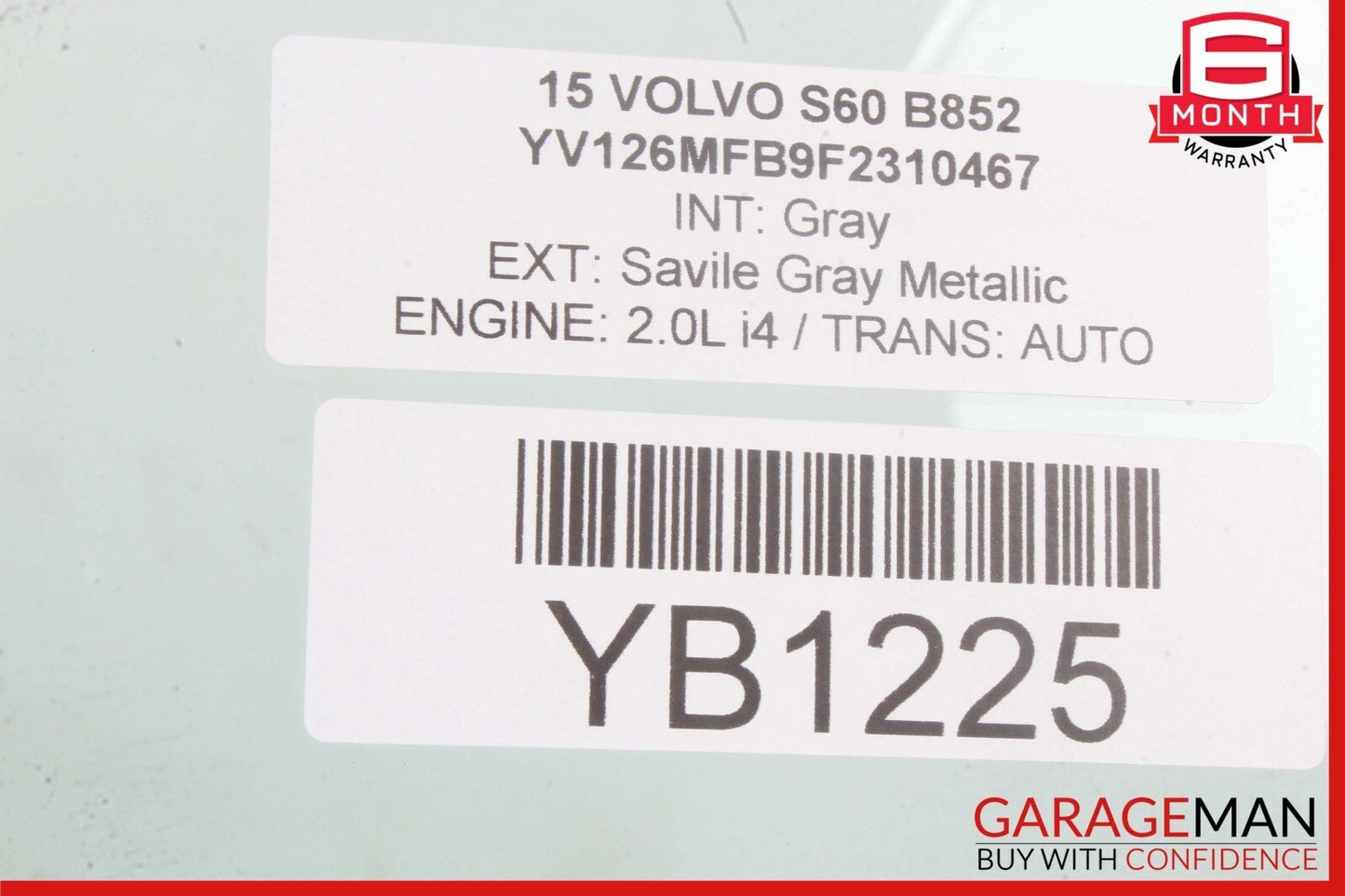 11-18 Volvo S60 V60 Front Left Driver Side Door Window Glass 31385412 OEM