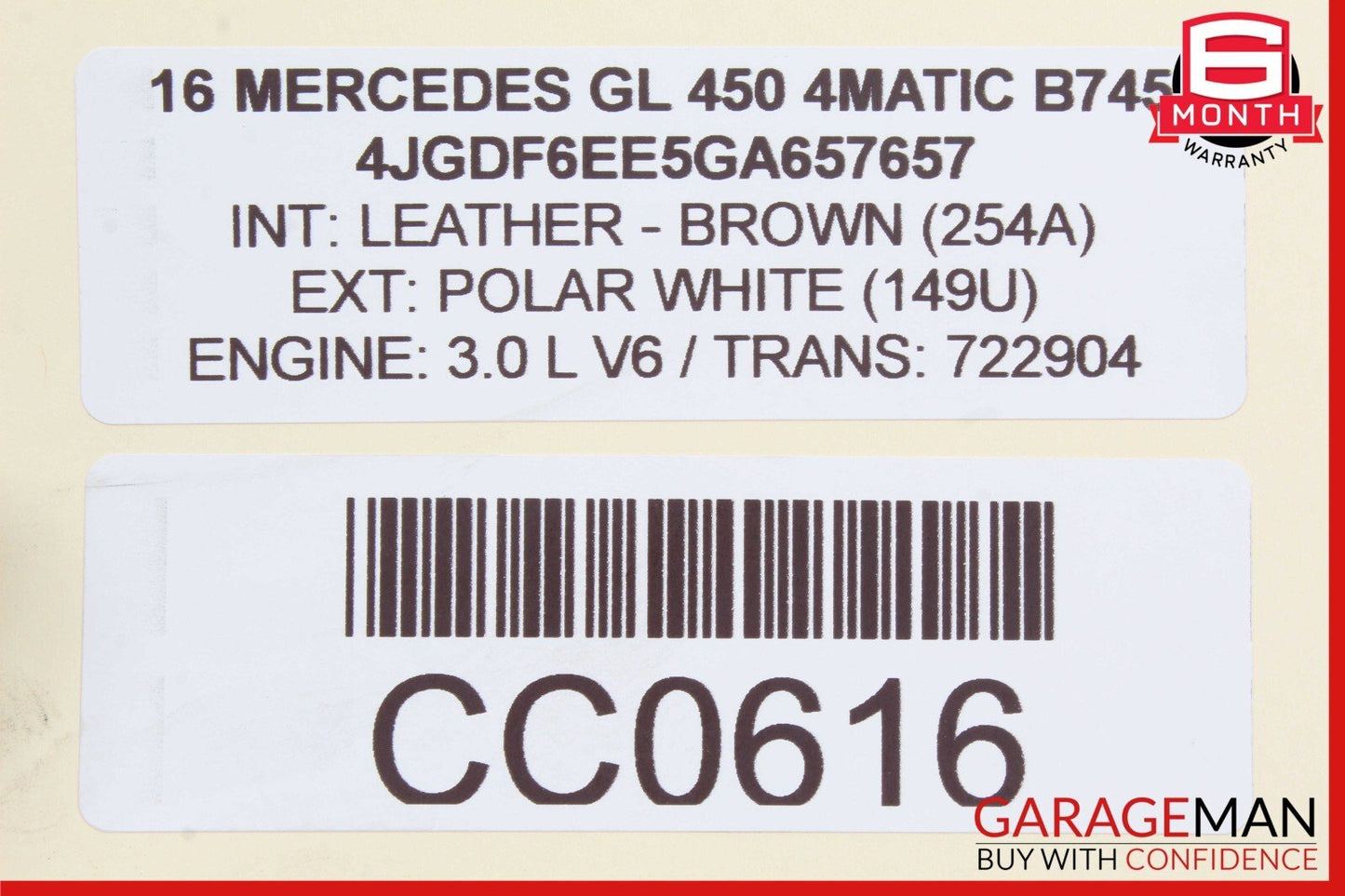 13-16 Mercedes X166 GL450 GL550 Rear Right Side Door Window Regulator Motor Unit