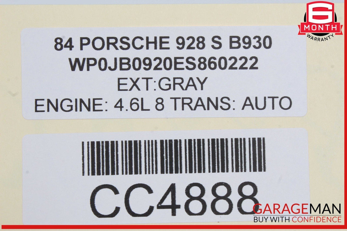 84-91 Porsche 928 S Front Left Side Exterior Door Shell Panel Gray OEM