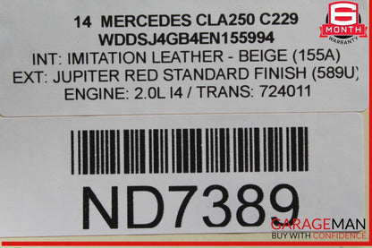 14-20 Mercedes W117 CLA250 Front Bumper Reinforcement Impact Crash Bracket Rebar