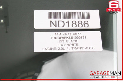 12-14 Audi TT Front Left Driver Side Door Window Glass OEM