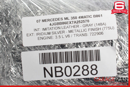 06-12 Mercedes W164 ML350 GL550 ML63 AMG Cargo Net Cover Divider 1648600474 OEM