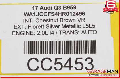 16-18 Audi Q3 Rear Bumper Cover w/ Parking PDC Sensors Silver OEM