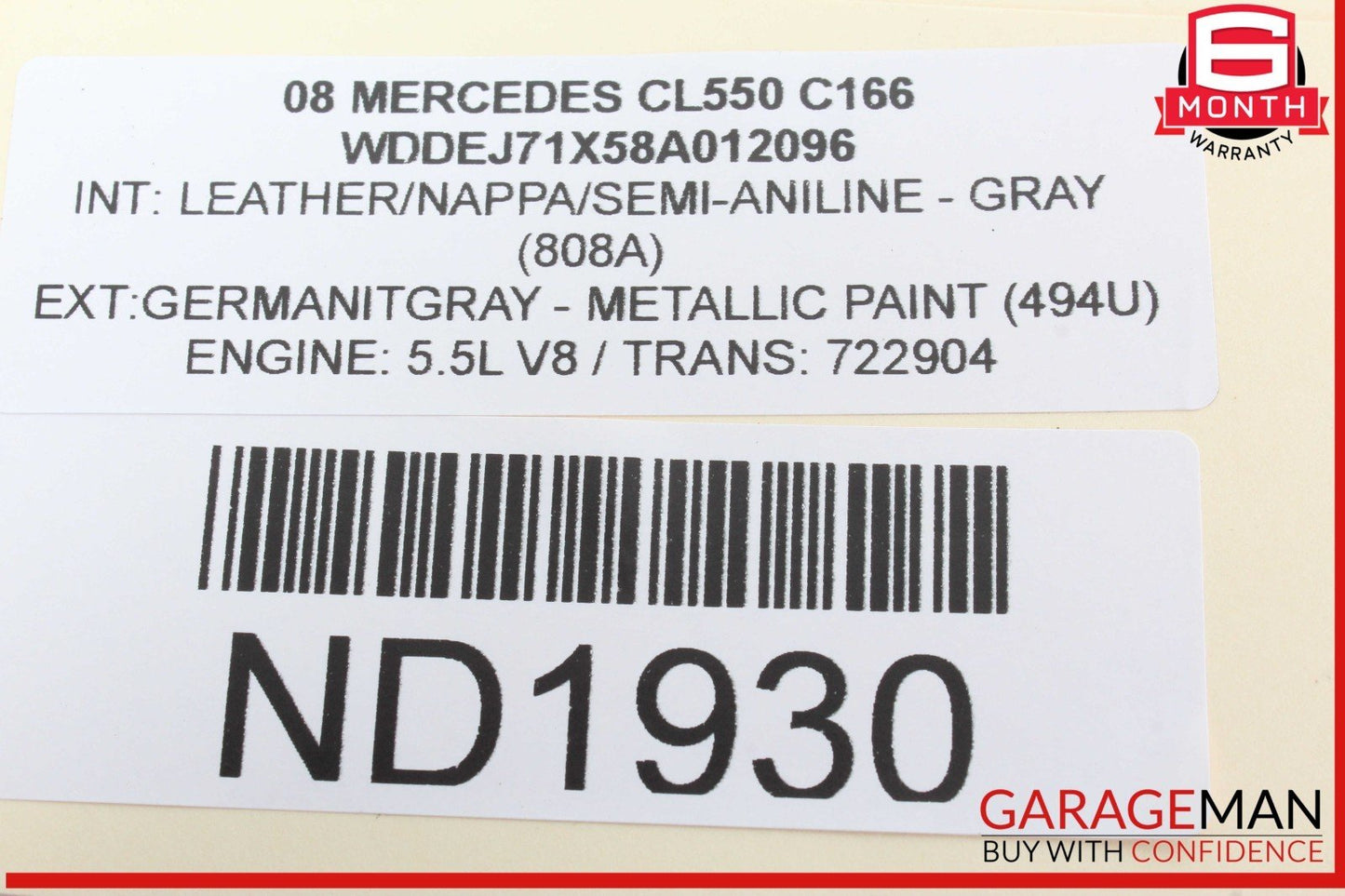 07-09 Mercedes W216 CL550 Overhead Dome Light Sunroof Control Gray OEM