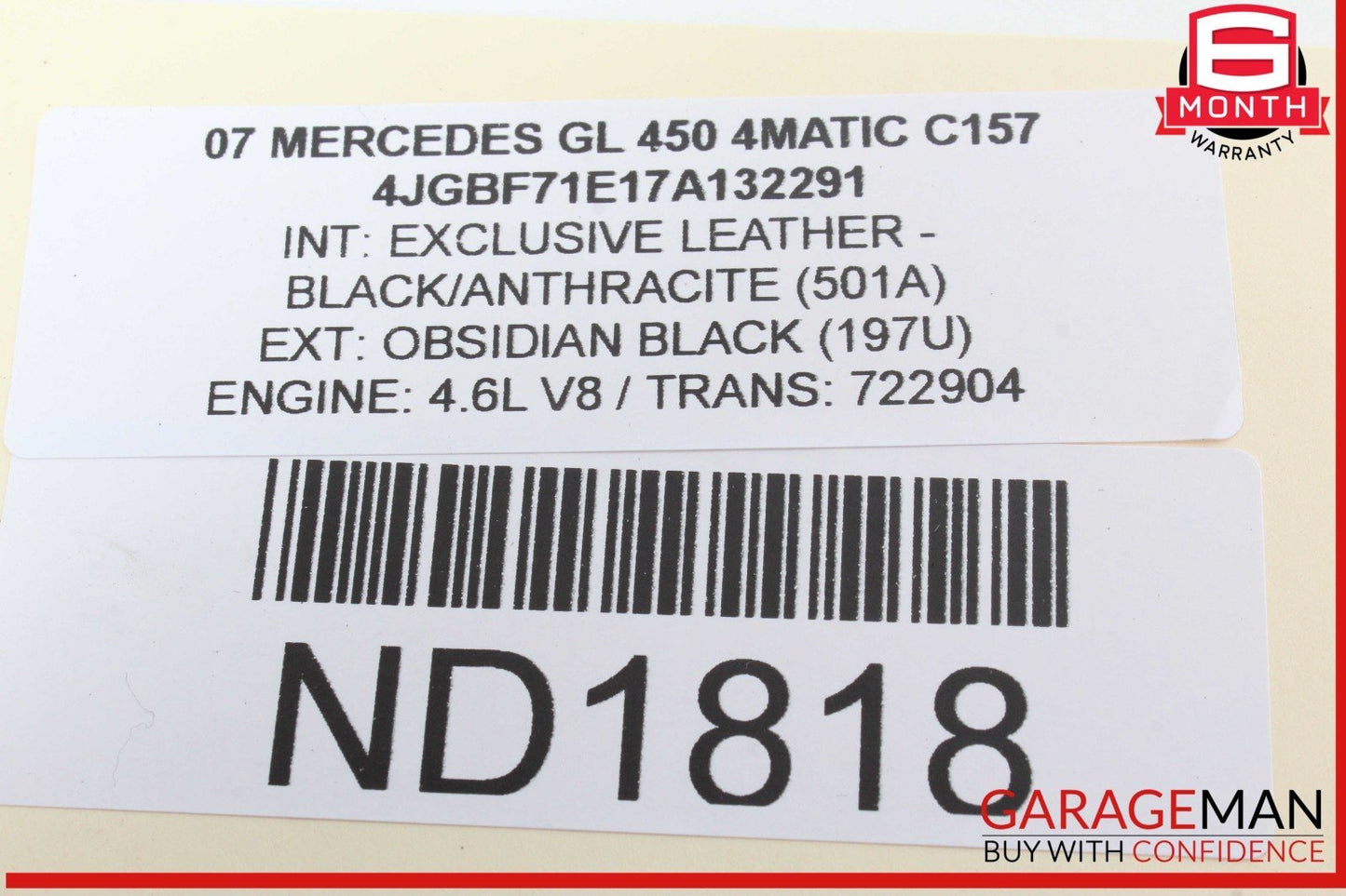 06-12 Mercedes X164 GL450 4MATIC ML550 Upper Radiator Core Tie Bar Support OEM