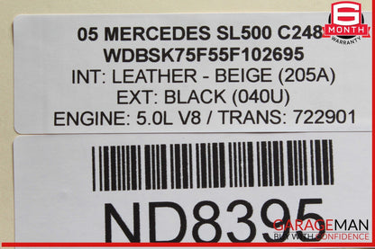 03-06 Mercedes R230 SL500 RWD Engine Motor Block Assembly OEM 194k