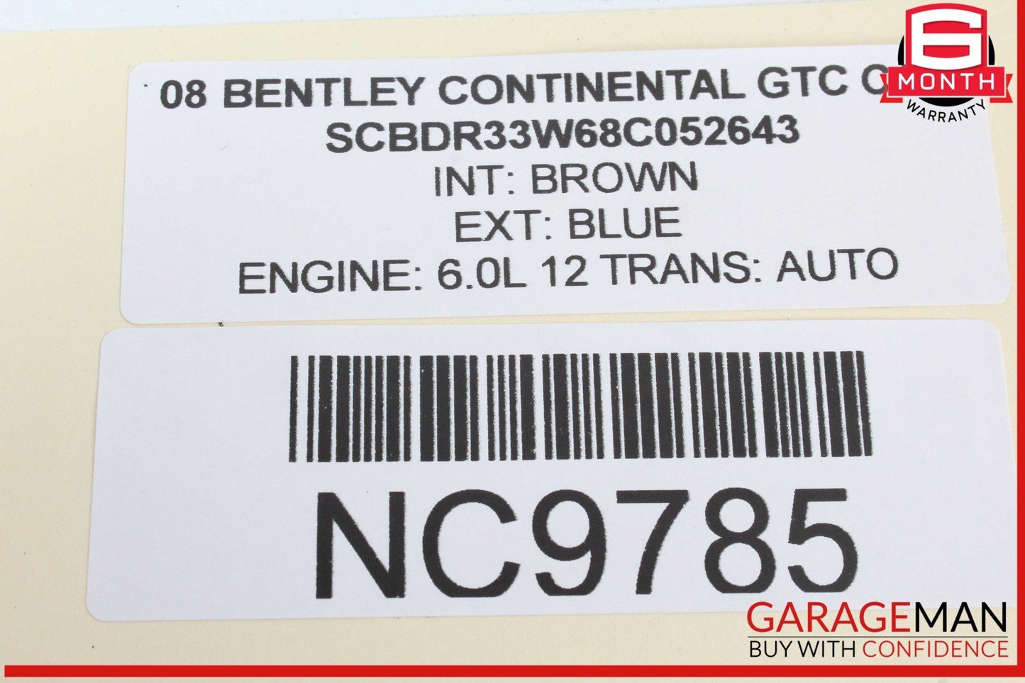 03-12 Bentley Continental GTC Center Console Carrier Frame Body Brown OEM