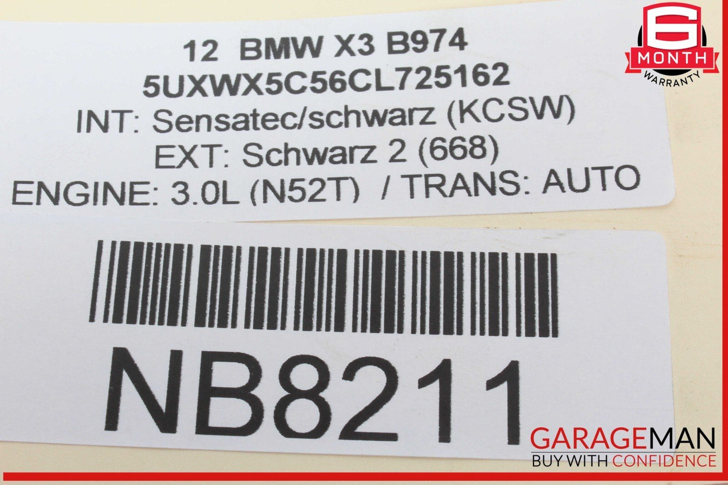 07-13 BMW X3 X5 F25 Engine Valve Cover Black 7552281 OEM