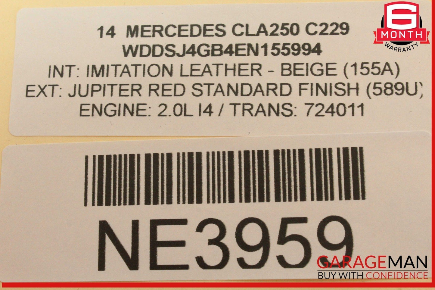14-16 Mercedes W117 CLA250 Bumper Parking Assist PDC Sensors 0009059300 OEM