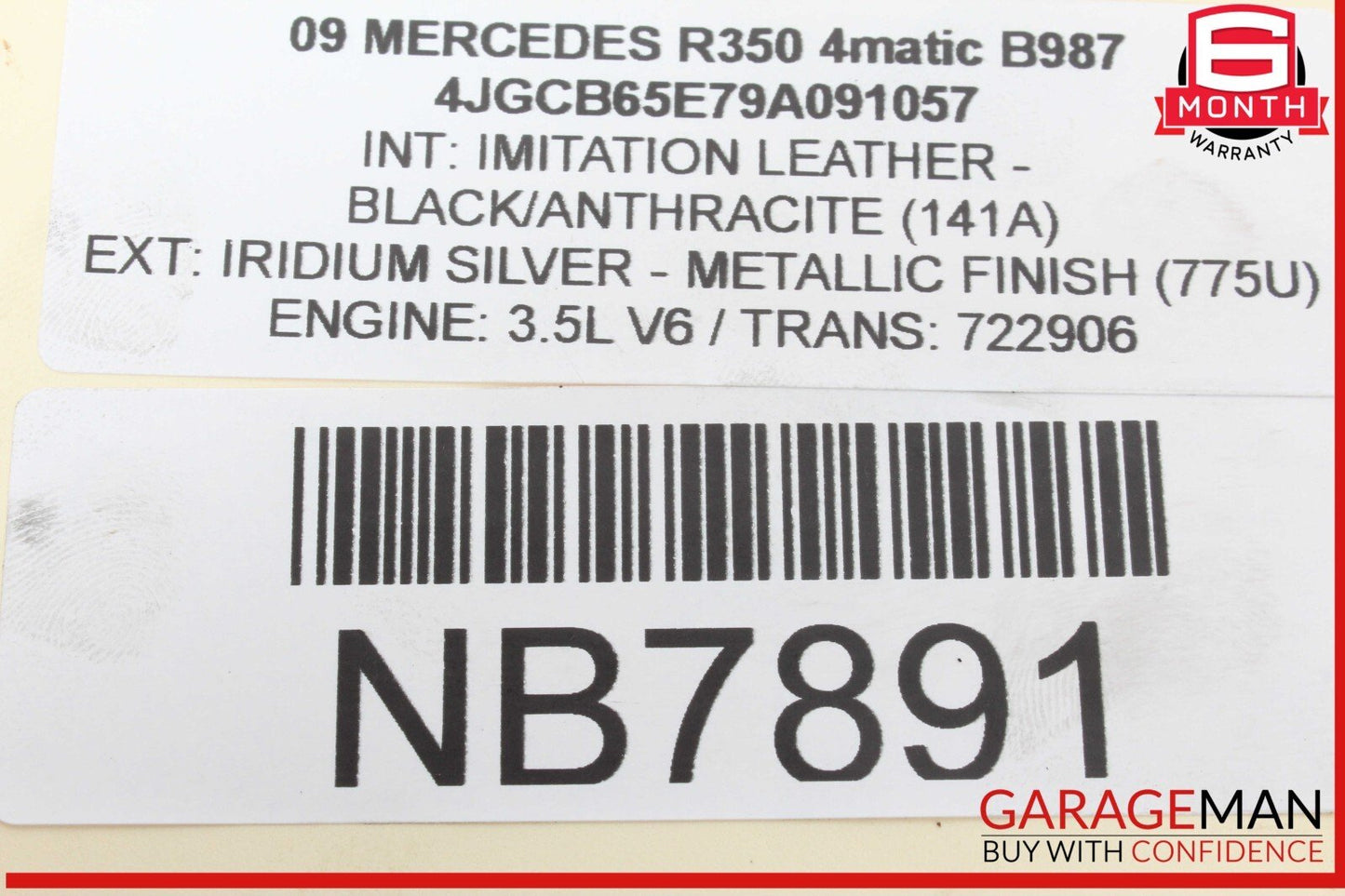 06-13 Mercedes W251 R350 4MATIC Engine Upper Oil Sump Baffle Pan 2720142002 OEM