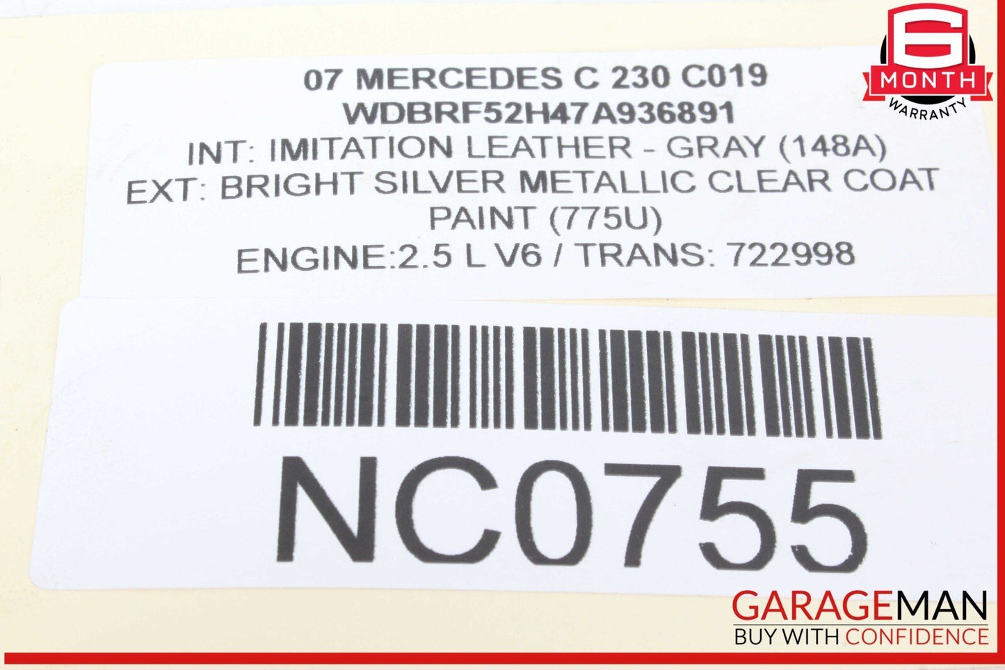 06-11 Mercedes W203 C230 Engine Upper Oil Sump Baffle Pan 2720142102 OEM