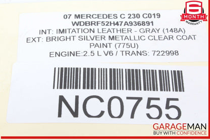 06-11 Mercedes W203 C230 Engine Upper Oil Sump Baffle Pan 2720142102 OEM