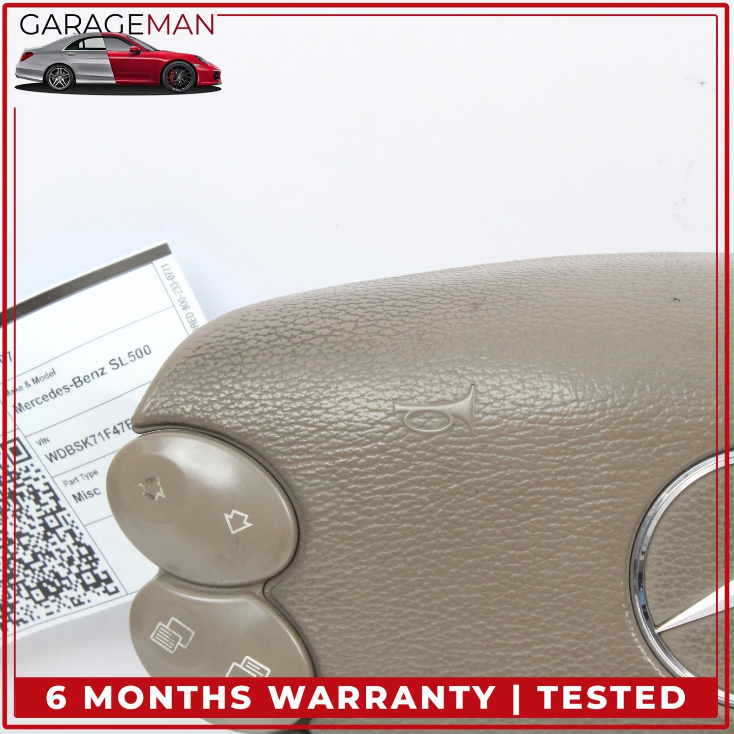 2003-2012 Mercedes R230 SL500 Front Left Steering Wheel Airbag Air Bag Beige OEM