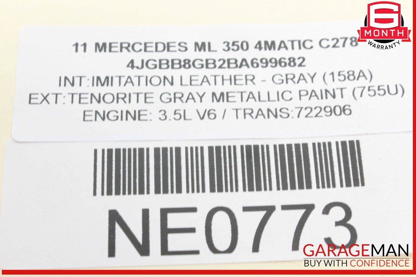 06-13 Mercedes W164 ML350 4MATIC Engine Upper Oil Sump Baffle Pan 2720142002 OEM