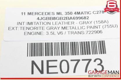 06-13 Mercedes W164 ML350 4MATIC Engine Upper Oil Sump Baffle Pan 2720142002 OEM