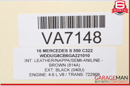 14-17 Mercedes W222 S550 S63 AMG Rear Center Console Arm Rest Armrest Brown OEM