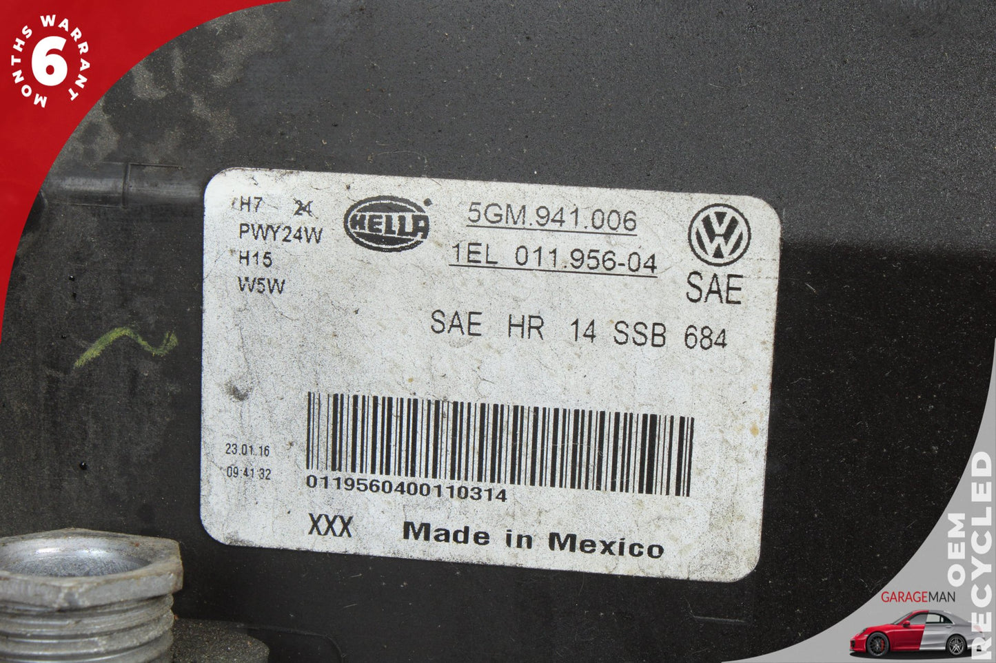 2015-2017 Volkswagen Golf Front Right Side Halogen Head Light Lamp 5GM941006 OEM