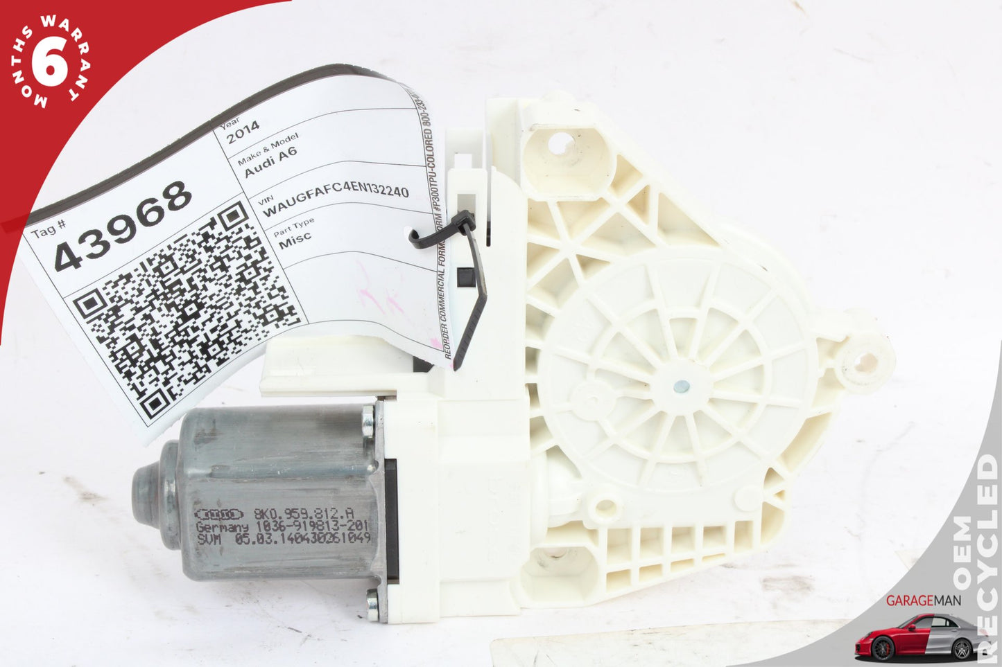 2012-2018 Audi A6 A7 Rear Right Side Window Regulator Motor 8K0959812A OEM