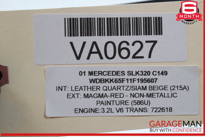 97-04 Mercedes R170 SLK320 SLK230 SLK32 Trunk Cargo Cover Black 1706900265 OEM