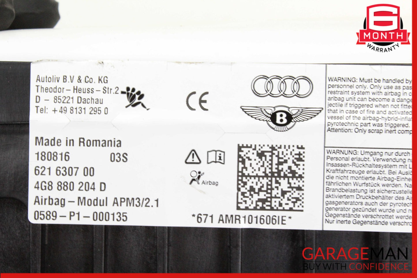 2012-2018 Audi A6 A7 Front Right Side Dash Board Airbag Air Bag 4G8880204D OEM