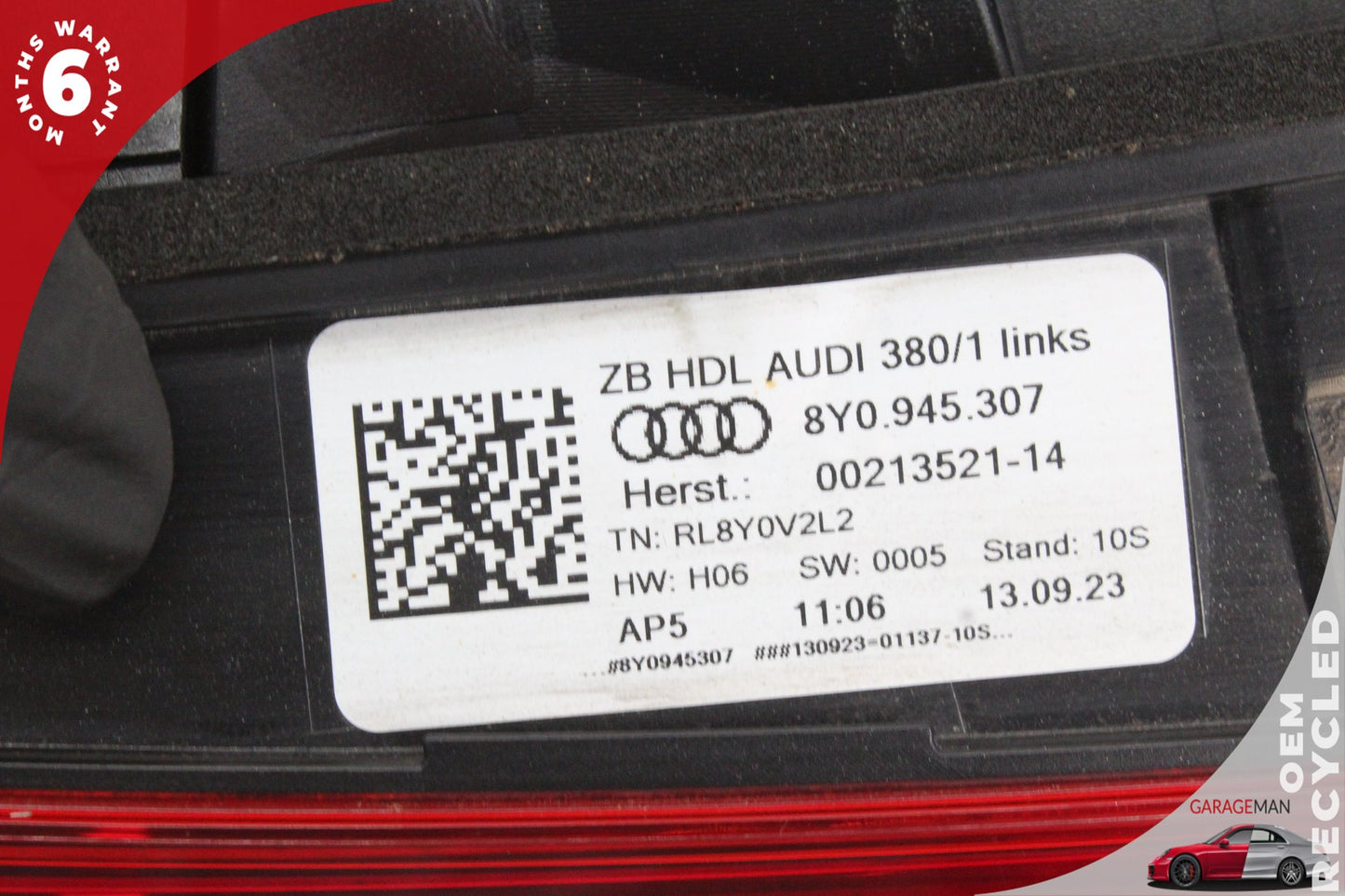 2022-2024 Audi A3 S3 Rear Left Side Inner Tail Light Lamp LED 8Y0945307 OEM