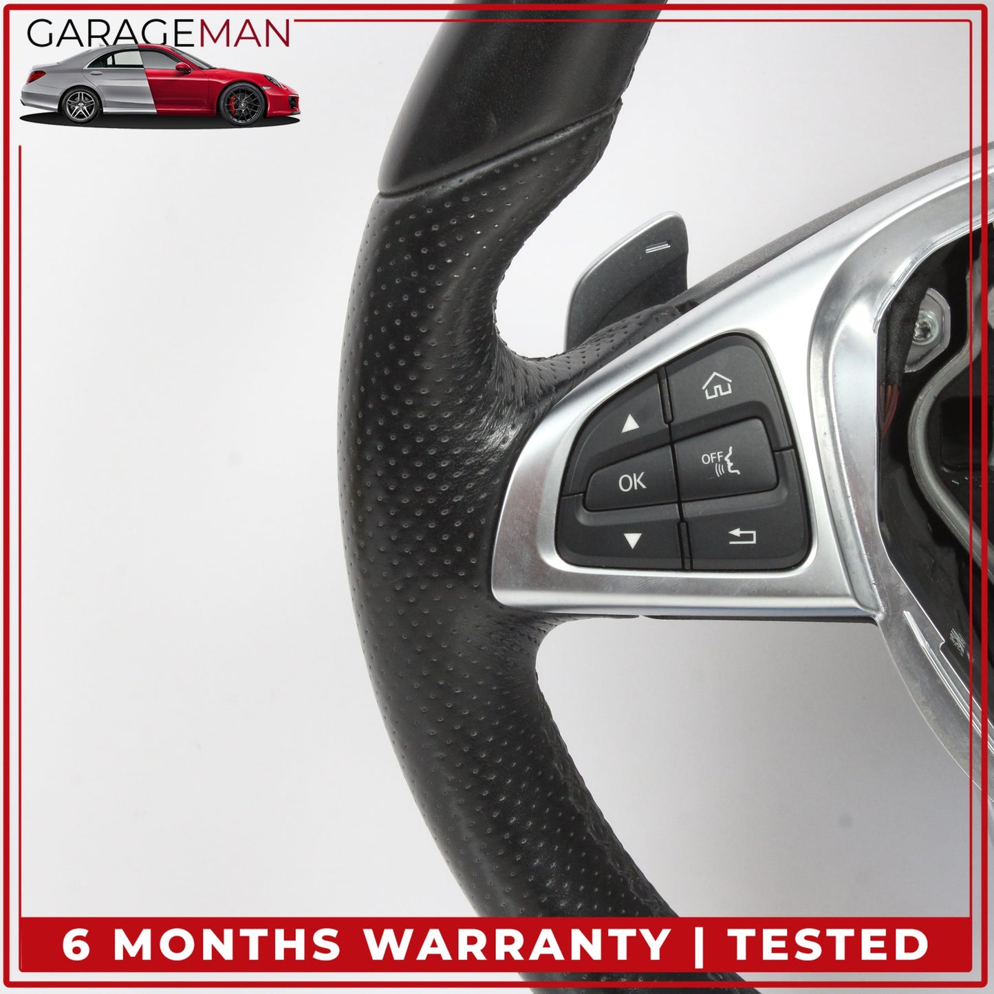 2015-2020 Mercedes W205 C300 Flat Bottom Steering Wheel w/ Paddle Shifters OEM