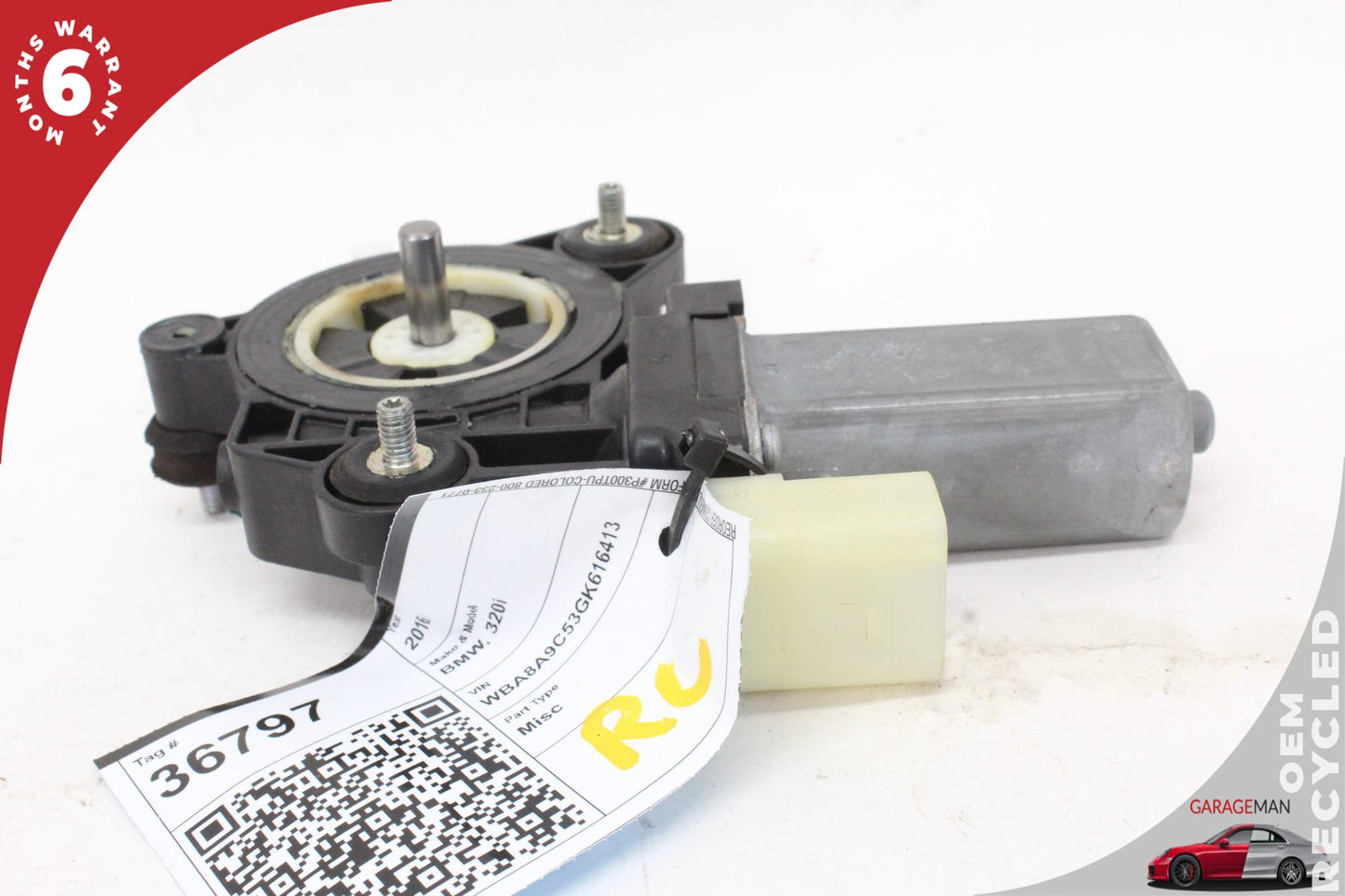 2012-2018 BMW 320i F30 Sedan Rear Left Side Window Regulator Motor 7341563 OEM