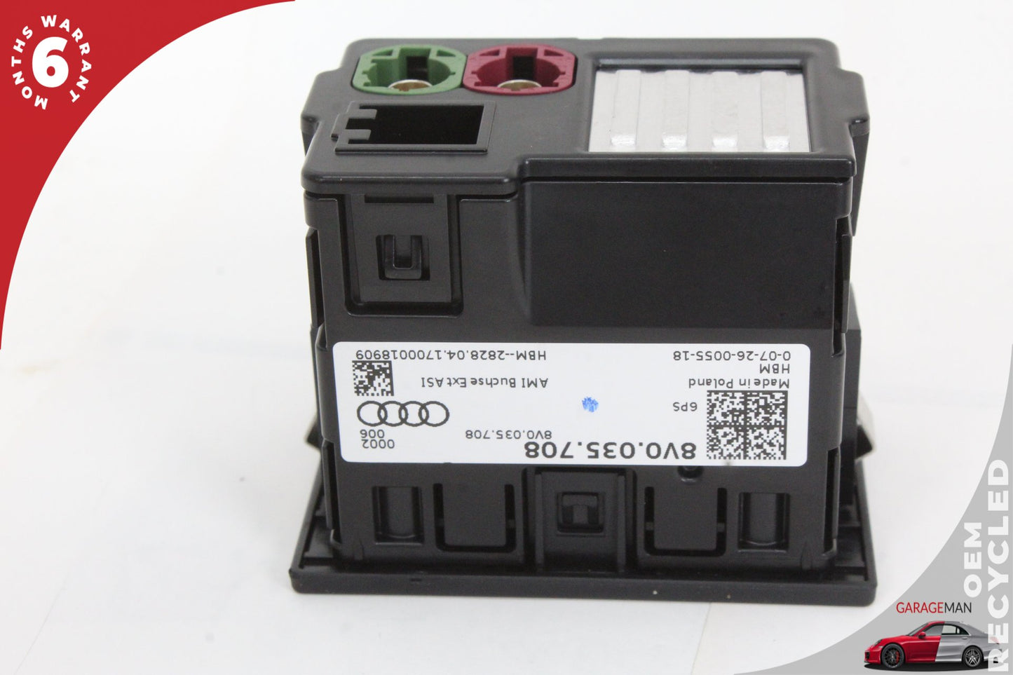 2017-2020 Audi A3 S3 USB Charger Port & AUX Plug Assembly 8V0035708 OEM