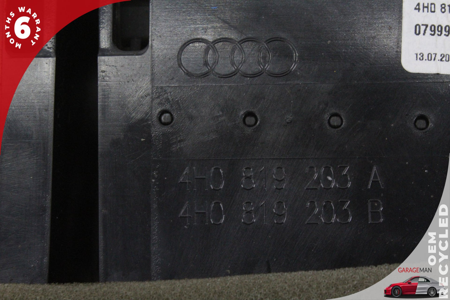 2011-2018 Audi A8 S8 Rear Center Console AC A/C Air Vent Grille 4H0819203A OEM