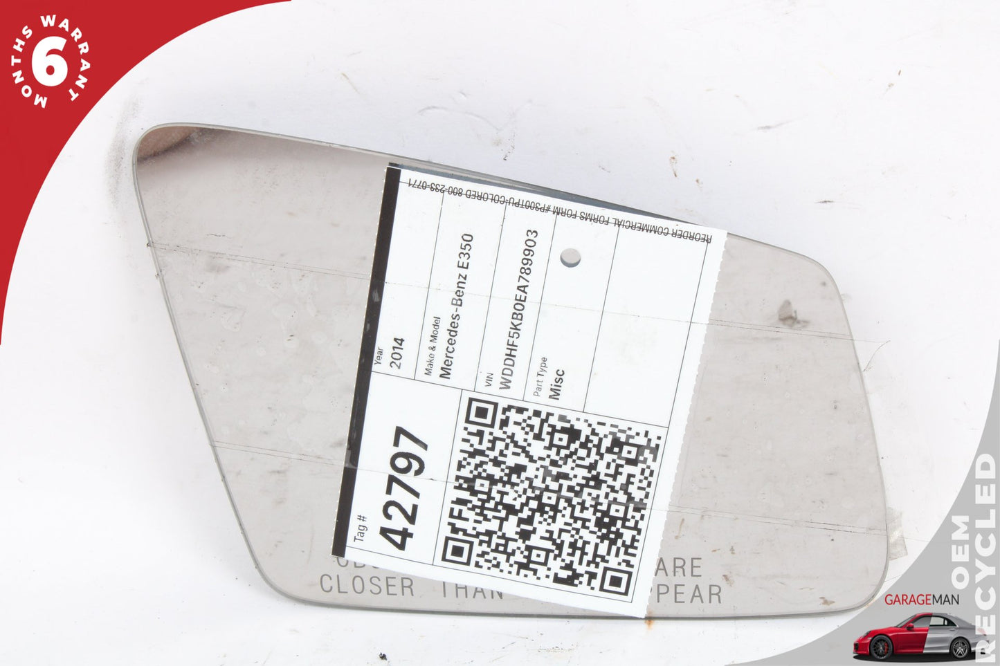 2010-2016 Mercedes W212 E350 C350 CL550 Right Door Mirror Glass 2128100621 OEM