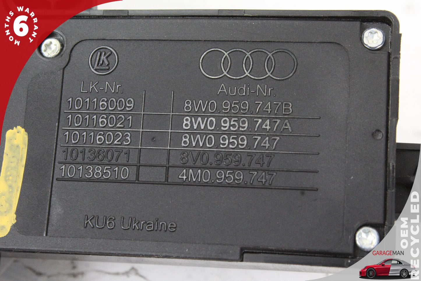 15-24 Audi A3 8V Sedan Front Left Side Seat Adjustment Switch 8K0959747 Genuine