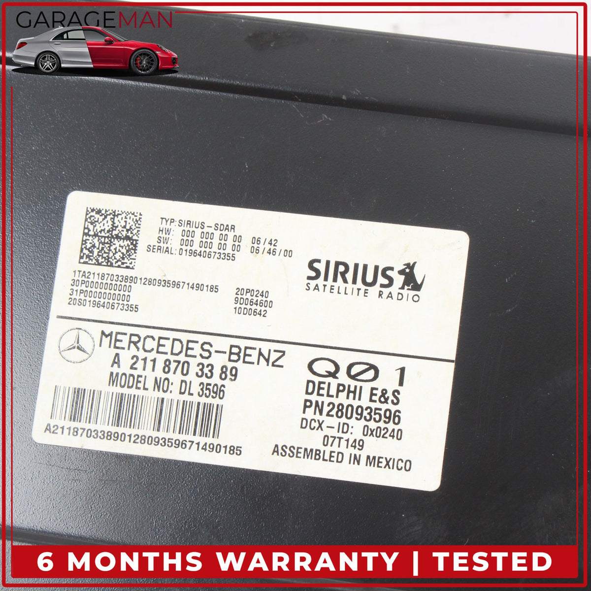 2003-2009 Mercedes W164 ML350 Sirius Satellite Radio Receiver 2118703389 OEM