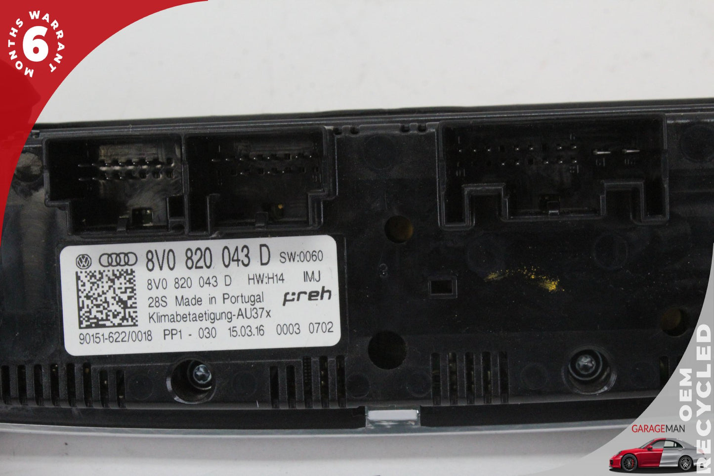 16-18 Audi A3 8V Sedan AC Temperature Climate Control Panel 8V0820043D Genuine