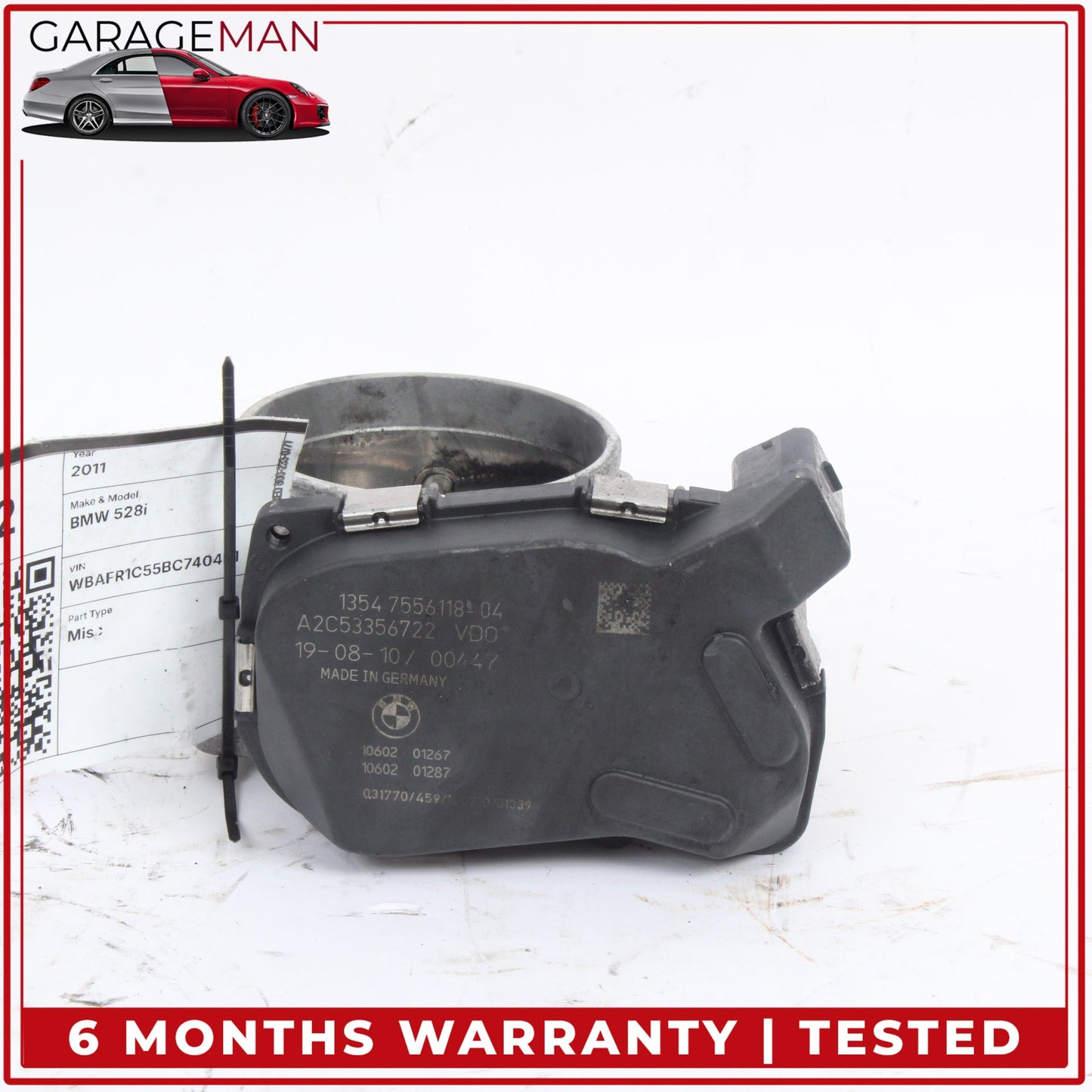 2011-2013 BMW 528i F10 N52 3.0L Engine Throttle Valve Body 7556118