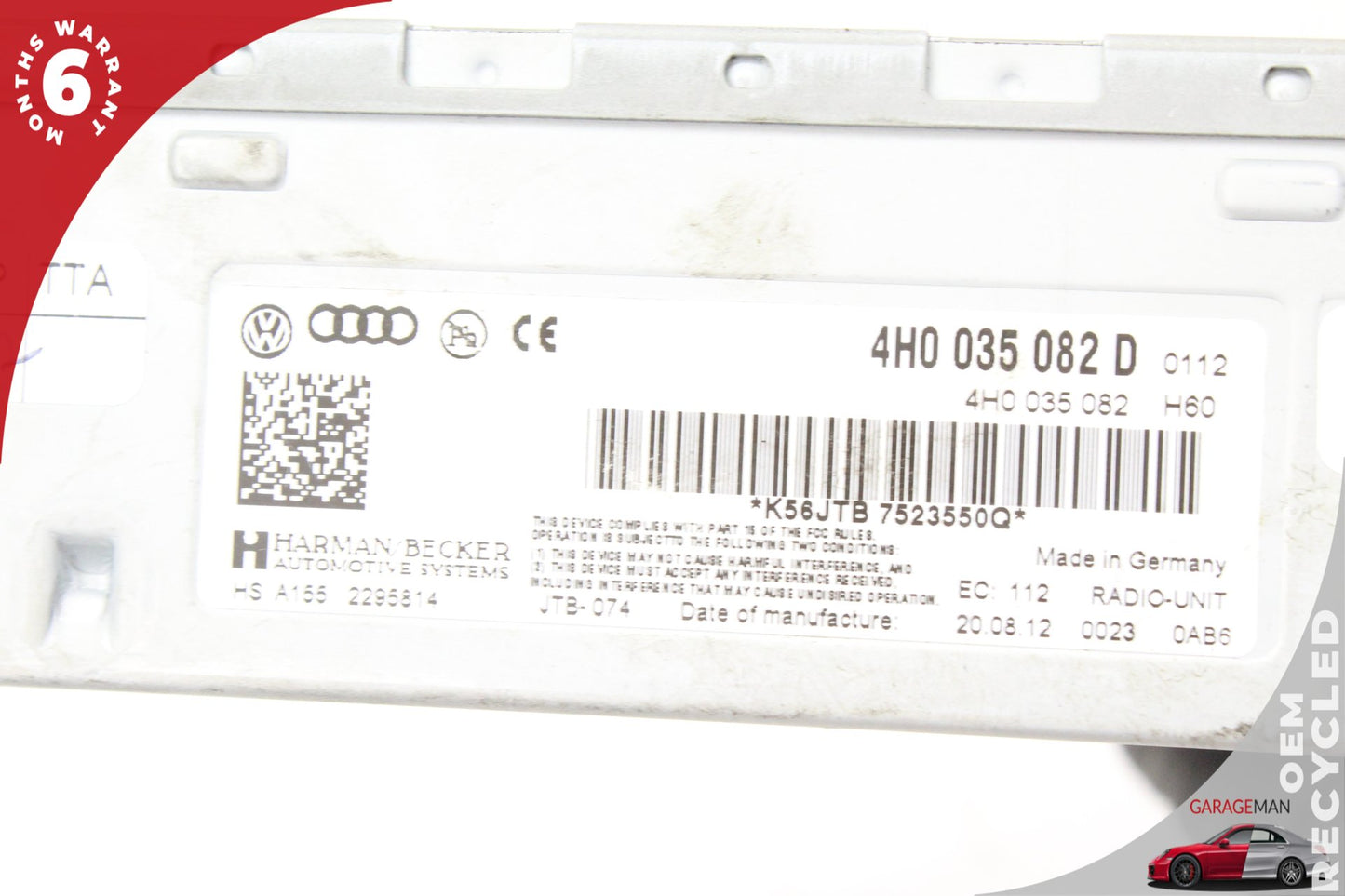 2011-2014 Audi A8 Satellite Tuner Receiver Control Module Unit 4H0035082 OEM