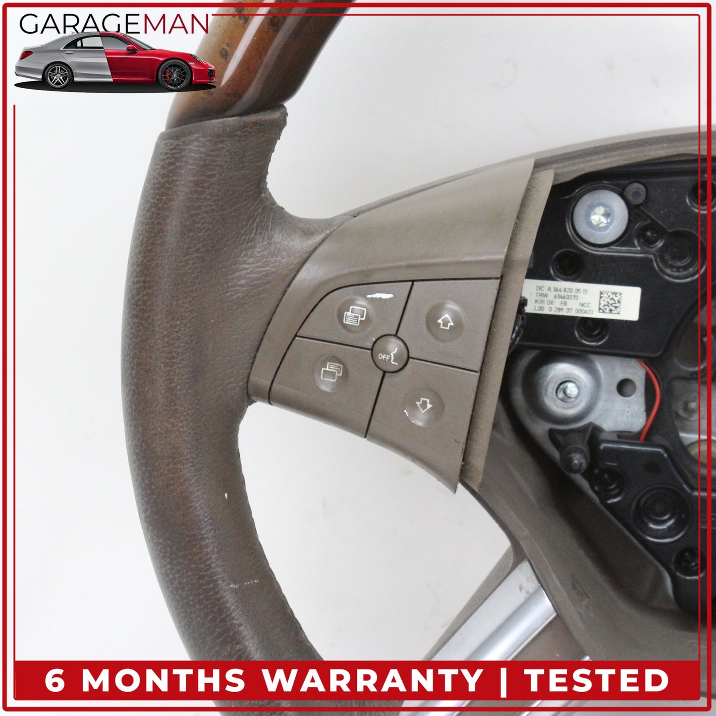 2006-2008 Mercedes X164 GL550 GL450 Steering Wheel Brown Wood 1644603503 OEM