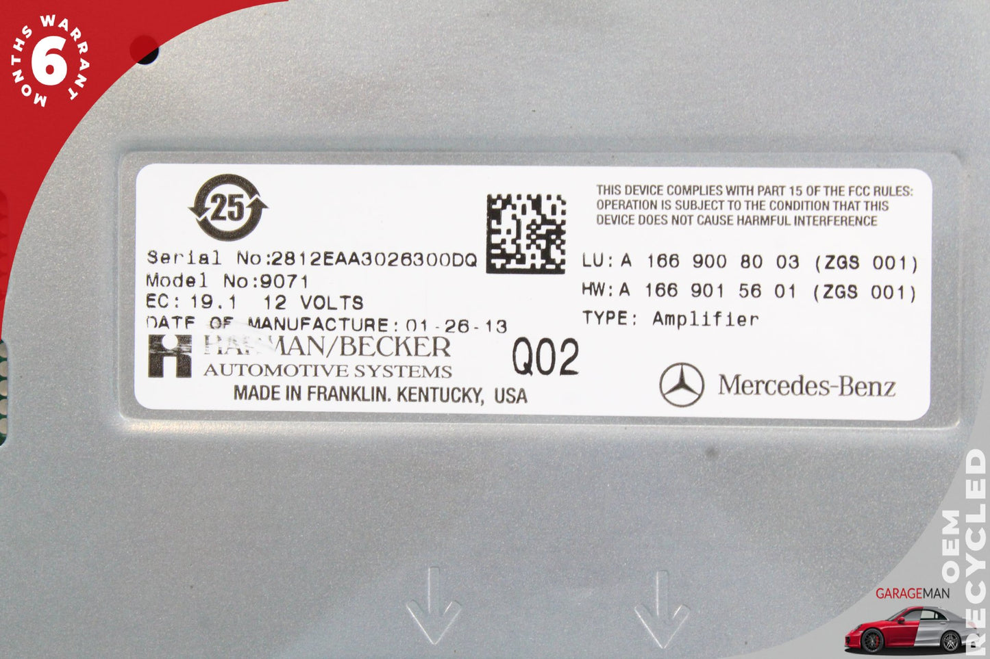 2012-2016 Mercedes-Benz GL450 X166 SUV Subwoofer Amp Amplifier Harman Becker 1669008003 Genuine
