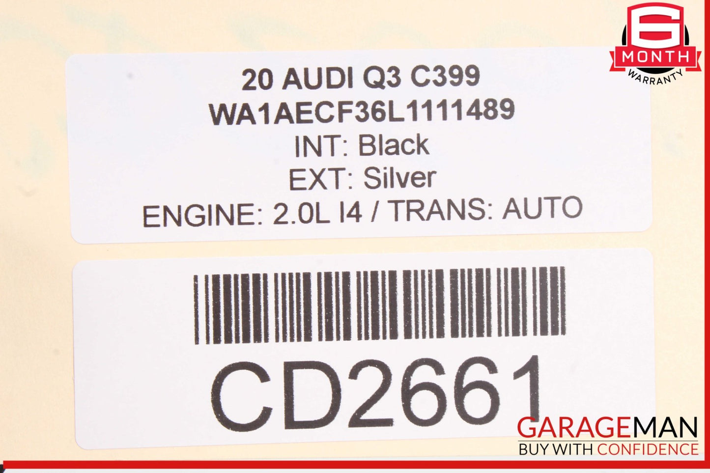 2019-2024 Audi Q3 Quattro AWD Rear Seat Cushion Bottom Lower 83A885039D OEM